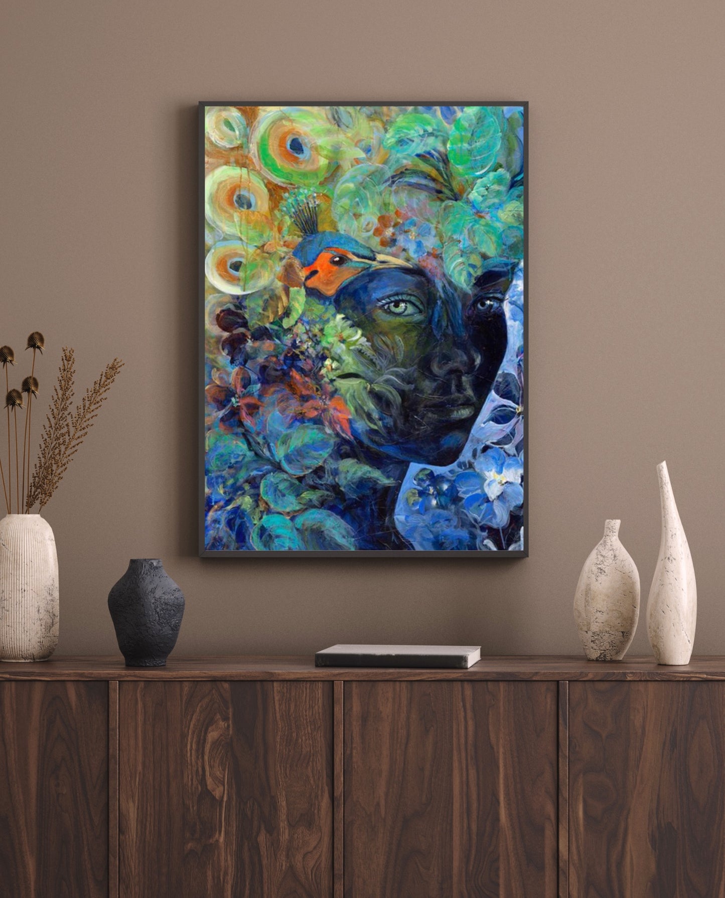 The Peacock Woman - acrylic painting