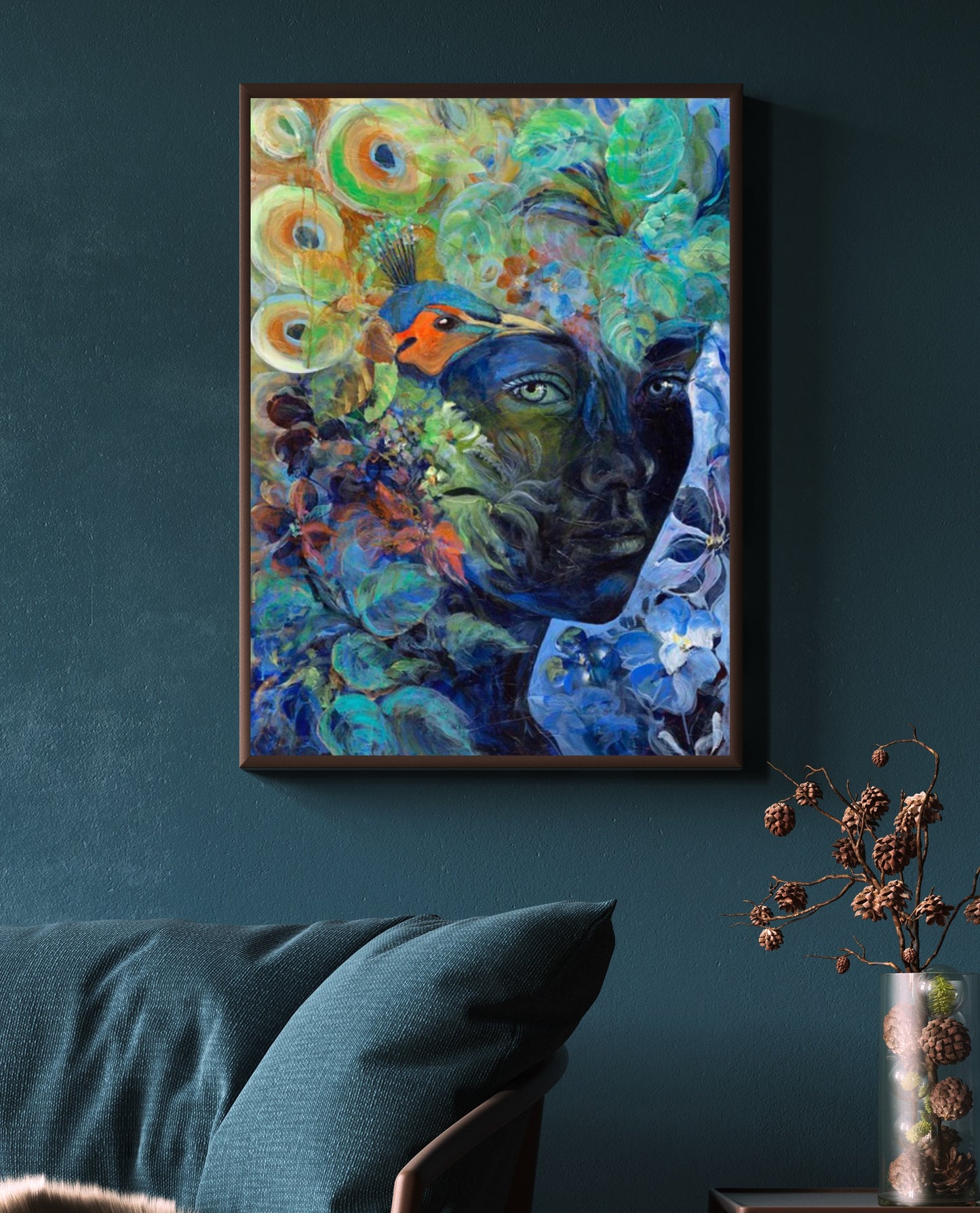 The Peacock Woman - acrylic painting
