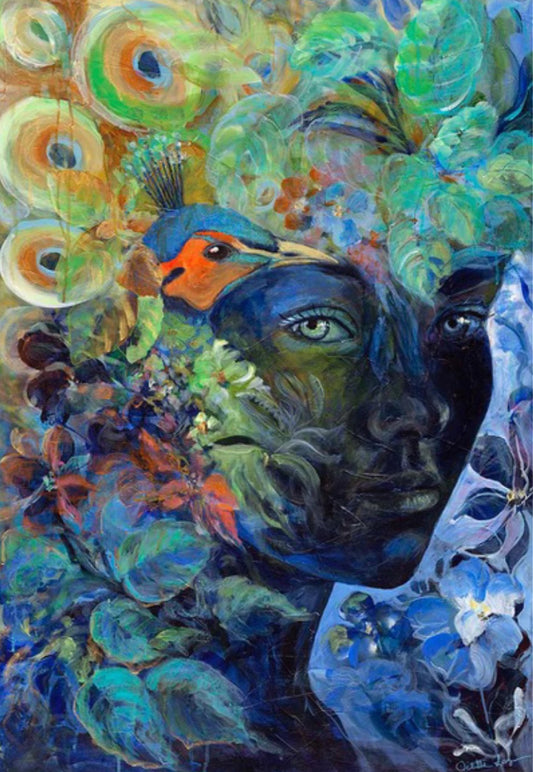The Peacock Woman - acrylic painting